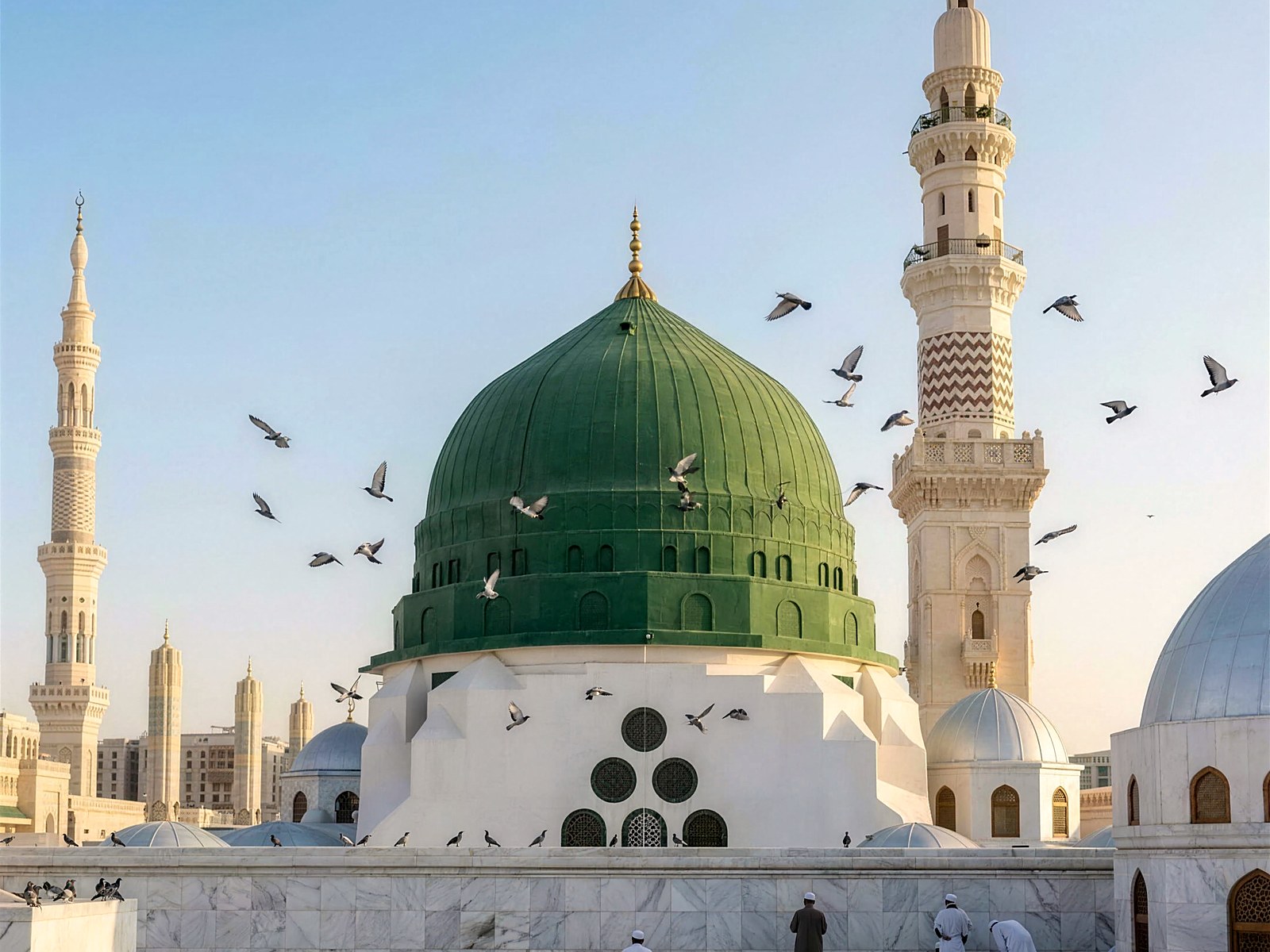 The green dome of Masjid an-Nabawi, Madinah