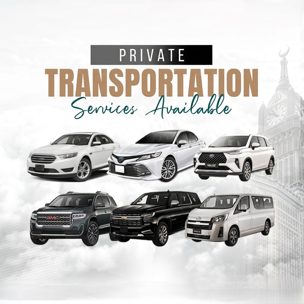 Private cars and coaches for pilgrim transport