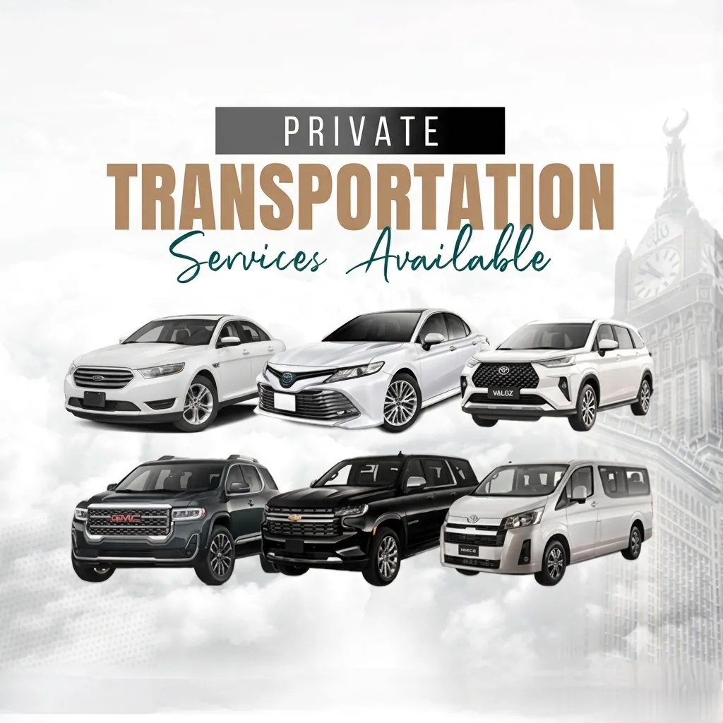 Private cars and coaches for pilgrim transport